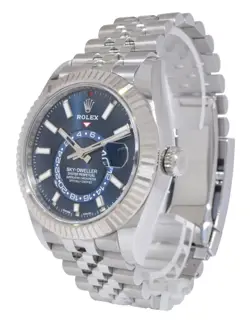 Rolex Sky-Dweller 18k WG/Steel Blue Dial 42mm Jubilee Watch B/P '23 326934