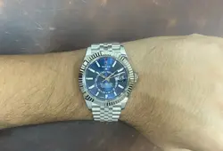 Rolex Sky-Dweller 18k WG/Steel Blue Dial 42mm Jubilee Watch B/P '23 326934
