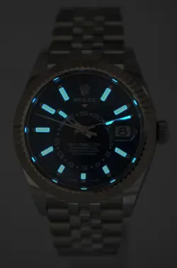 Rolex Sky-Dweller 18k WG/Steel Blue Dial 42mm Jubilee Watch B/P '23 326934