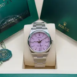 ROLEX OYSTER PERPETUAL 36 PINK INDEX DIAL STAINLESS STEEL SMOOTH BEZEL OYSTER