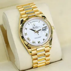 Rolex Day-Date 128238 White Roman Dial Yellow Gold President 36mm 2021