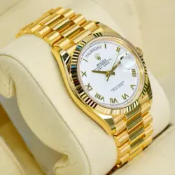 Rolex Day-Date 128238 White Roman Dial Yellow Gold President 36mm 2021