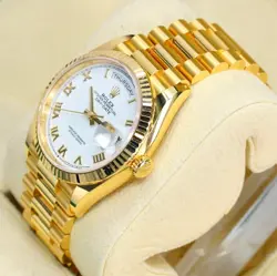 Rolex Day-Date 128238 White Roman Dial Yellow Gold President 36mm 2021