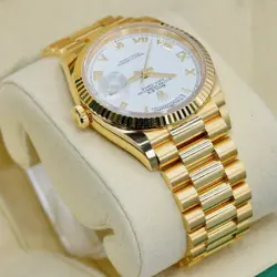 Rolex Day-Date 128238 White Roman Dial Yellow Gold President 36mm 2021
