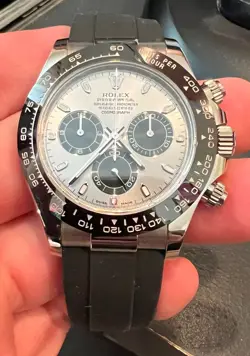 ROLEX 18K WHITE GOLD COSMOGRAPH DAYTONA Black DIAL 116519 Chronograph Oysterflex