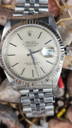 ROLEX DATEJUST 16234 TAPESTRY DIAL MEN'S AUTOMATIC WATCH BOX & PAPERS  1989