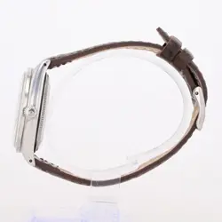 Rolex Oyster Perpetual 34mm Ivory Dial Automatic Leather Strap Men's Wristwatch