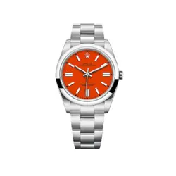 ROLEX OYSTER PERPETUAL 126000 STAINLESS STEEL CORAL RED DIAL