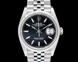 ROLEX 126234 DATEJUST 36 BLACK STICK DIAL SS JUBILEE