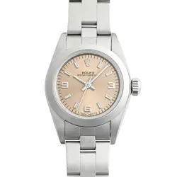 ROLEX WATCH OYSTER PERPETUAL 67180 U SERIAL AUTOMATIC WINDING PINK DIAL LADIES