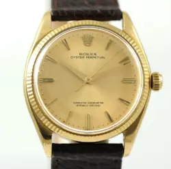  VINTAGE ROLEX 1005 OYSTER PERPETUAL CAL 1560, 18K SOLID GOLD MENS WATCH