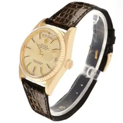 ROLEX PRESIDENT DAY-DATE YELLOW GOLD CHAMPAGNE DIAL MENS WATCH 18038