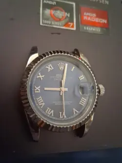 ROLEX DATEJUST MENS  STAINLESS STEEL WATCH BLUE ROMAN DIAL 