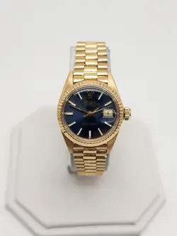 $25,000 ROLEX DATEJUST PRESIDENT 18K YELLOW GOLD BLUE DIAL LADIES WATCH SERVICED