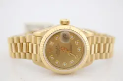 ROLEX LADY-DATEJUST 18K YELLOW GOLD PRESIDENTIAL 26MM WATCH 6917