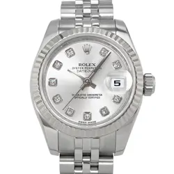 ROLEX DATEJUST 179174 G 10P DIAMOND SILVER DIAL  AUTOMATIC STAINLESS STEEL 26MM 