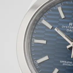 ROLEX Datejust 41 126300 Bright Blue Fluted Motif Oyster Warranty 2023 Box/Paper