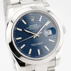 ROLEX Datejust 41 126300 Bright Blue Fluted Motif Oyster Warranty 2023 Box/Paper