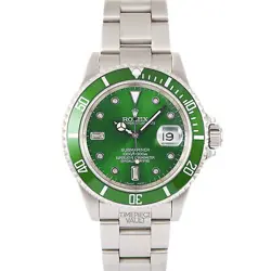 ROLEX SUBMARINER 16610 S/STEEL OYSTER 40MM WATCH GREEN DIAMOND DIAL GREEN INSERT