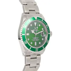 ROLEX SUBMARINER 16610 S/STEEL OYSTER 40MM WATCH GREEN DIAMOND DIAL GREEN INSERT