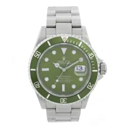 ROLEX SUBMARINER 16610 S/STEEL OYSTER 40MM WATCH GREEN DIAMOND DIAL GREEN INSERT