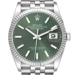 ROLEX DATEJUST STEEL WHITE GOLD MINT GREEN DIAL MENS WATCH 126234 BOX CARD