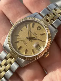 TUDOR PRINCE OYSTERDATE 74033 34MM 18K GOLD BEZEL ROLEX CASE 1 YEAR WARRANTY