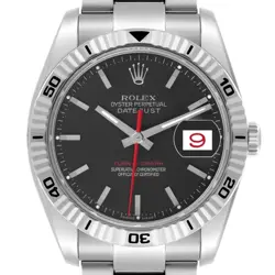 ROLEX TURNOGRAPH WHITE GOLD BEZEL STEEL MENS WATCH 116264 BOX PAPERS