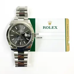 2018 ROLEX DATEJUST 41 126334, STEEL & WHITE GOLD, SLATE INDEX, BOX & PAPERS