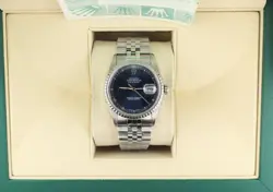 1999 ROLEX DATEJUST 16220 BLUE DIAL SS JUBILEE WITH PAPERS 36MM