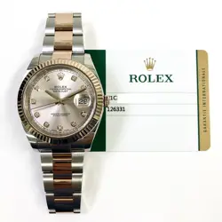2017 ROLEX DATEJUST 41 126331 STEEL & ROSE GOLD, SUNDUST DIAMOND, BOX & PAPERS