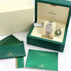 ROLEX MIDSIZE DATEJUST 178240 PINK ROMAN DIAL STAINLESS STEEL BOX WARRANTY CARD