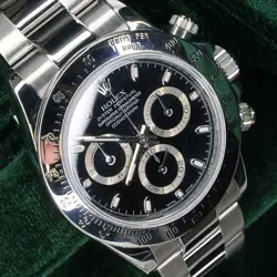ROLEX DAYTONA 40MM BLACK DIAL STAINLESS STEEL COMPLETE SET MINT 116520