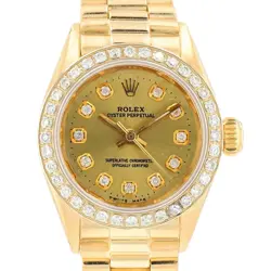 ROLEX OYSTER PERPETUAL 18K YELLOW GOLD CHAMPAGNE DIAMOND DIAL & BEZEL PRESIDENT