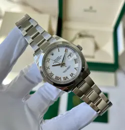 ROLEX DATEJUST 41MM 126300 WHITE ROMAN OYSTER BRACELET COMPLETE SET 2023