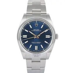 ROLEX MEN OYSTER PERPETUAL 124300 STEEL 41MM BLUE DIAL SMOOTH BEZEL B&P
