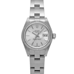 USED ROLEX OYSTER PERPETUAL DATE 79190 SILVER LADIES WATCH #31618