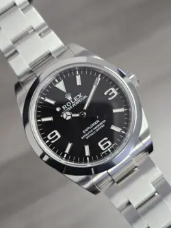 MINT ROLEX EXPLORER I BLACK 39MM MK2 LUME STAINLESS STEEL WATCH 214270 W/ B&P