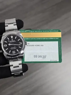 MINT Rolex Explorer I Black 39mm MK2 LUME Stainless Steel Watch 214270 W/ B&P