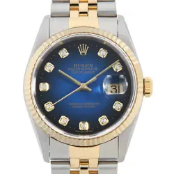 ROLEX DATEJUST 10P DIAMOND 16233G BLUE GRADATION P NUMBER SECOND HAND MENS