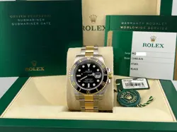 ROLEX SUBMARINER 116613LN BLACK CERAMIC 18K YELLOW GOLD STAINLESS BOX PAPER 40MM