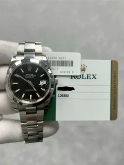 ROLEX DATEJUST 41 126300 WITH CARD STAINLESS STEEL 41MM BLACK DIAL OYSTER BAND