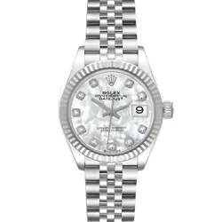 ROLEX DATEJUST STEEL WHITE GOLD MOP DIAMOND DIAL LADIES WATCH 279174