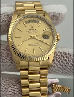 ROLEX PRESIDENT DAY DATE 18238 CHAMPAGNE DIAL BEZEL 18K YELLOW GOLD