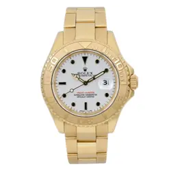 ROLEX YACHT-MASTER 18K YELLOW GOLD WHITE DIAL AUTOMATIC MENS WATCH 16628 