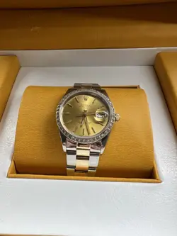 ROLEX DATEJUST  TWO TONE 14K GOLD AND STAINLESS OYSTER  BRACELET CHAMPAGNE DIAL