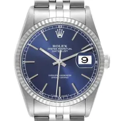 ROLEX DATEJUST STEEL WHITE GOLD BLUE DIAL MENS WATCH 16234