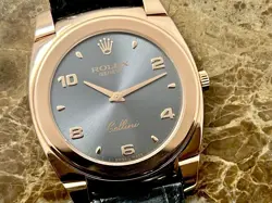 ROLEX CELLINI CESTELLO 18K ROSE GOLD 36MM MANUAL WIND SLATE GREY DIAL BOX PAPERS