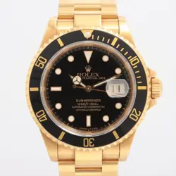 ROLEX SUBMARINER 16618 YG AT BLACK DIAL