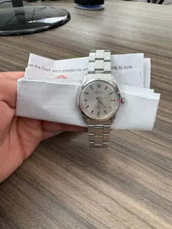 ROLEX AIR KING OYSTER PERPETUAL 5500 SILVER OYSTER BRACELET WITH SILVER DIAL